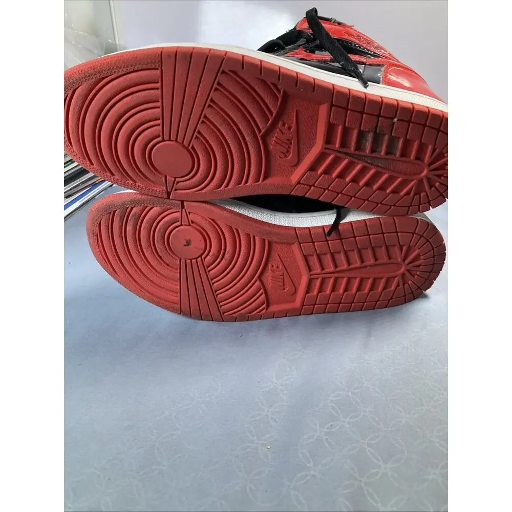 Nike Air Jordan 1 Retro OG High Patent Leather Bred Sneakers Size 9.5